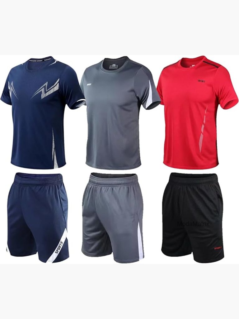 Men's 6-Piece Workout Sets - Shorts & Tees Bundle